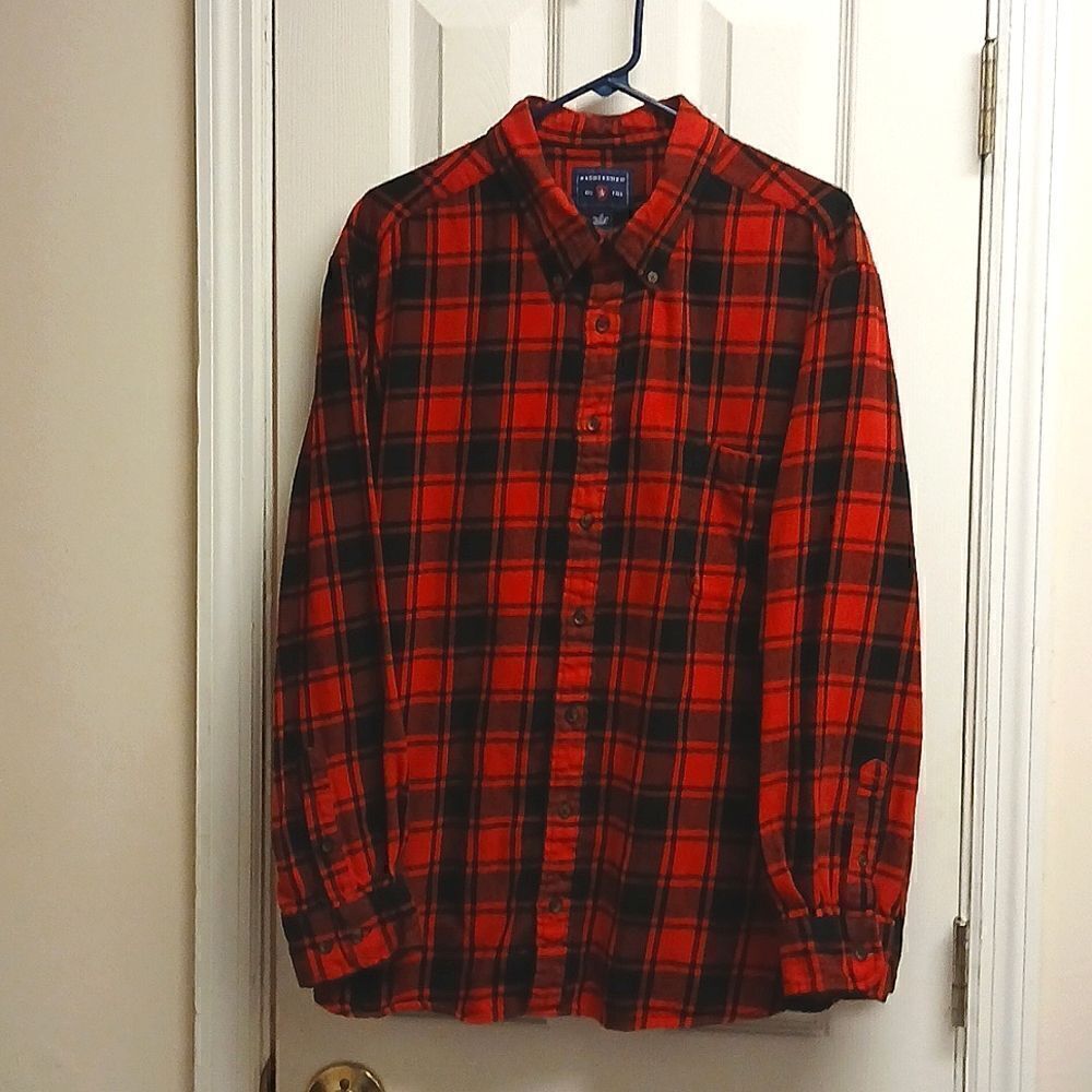 ❄️Sddlebred big & tall mens flannel long sleeve shirt 2X Red/Black plaid